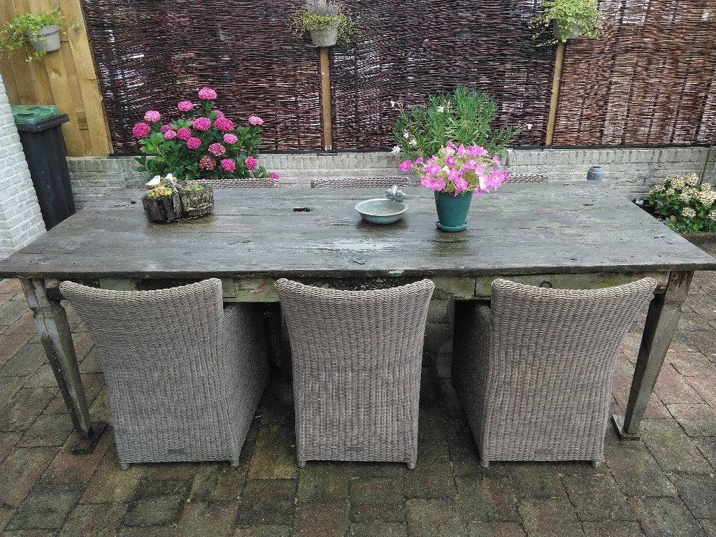 Grote tuintafel., Ophalen, Gebruikt, 100 tot 150 cm, Teakhout