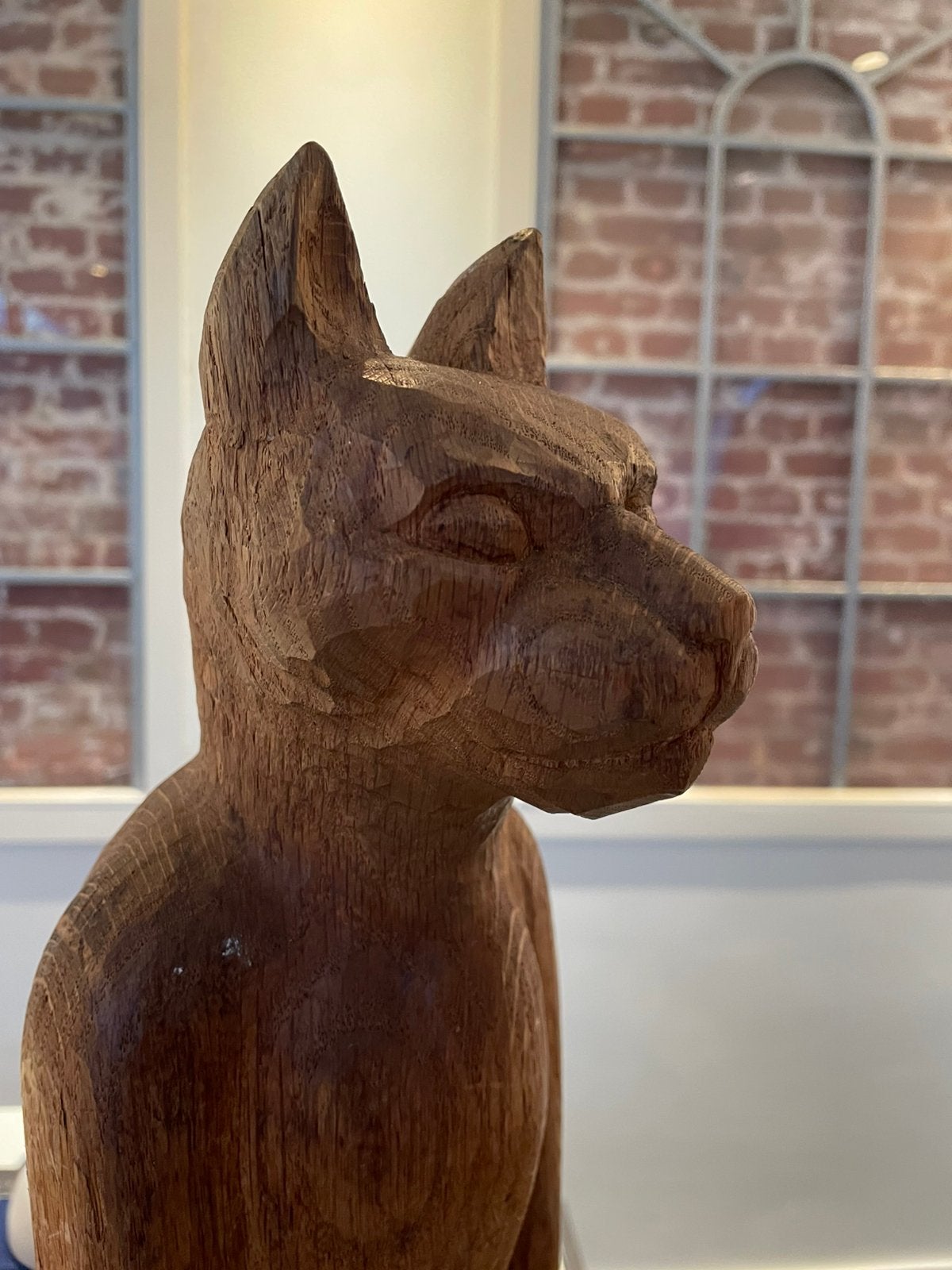 Grote houten gebeeldhouwe deco kat, Ophalen of Verzenden