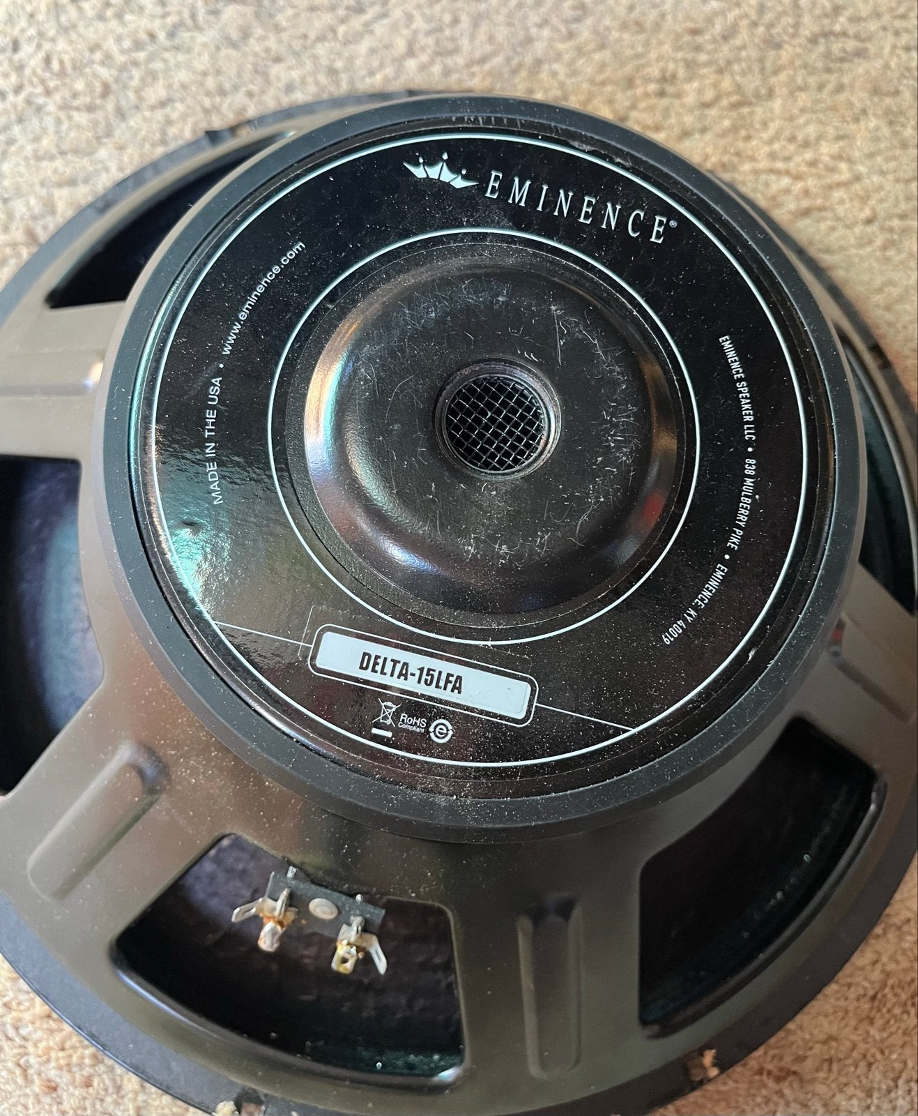 Eminence Delta-15LFA 15 inch subwoofer speaker, Gebruikt, Subwoofer, Ophalen, 150 watt of meer