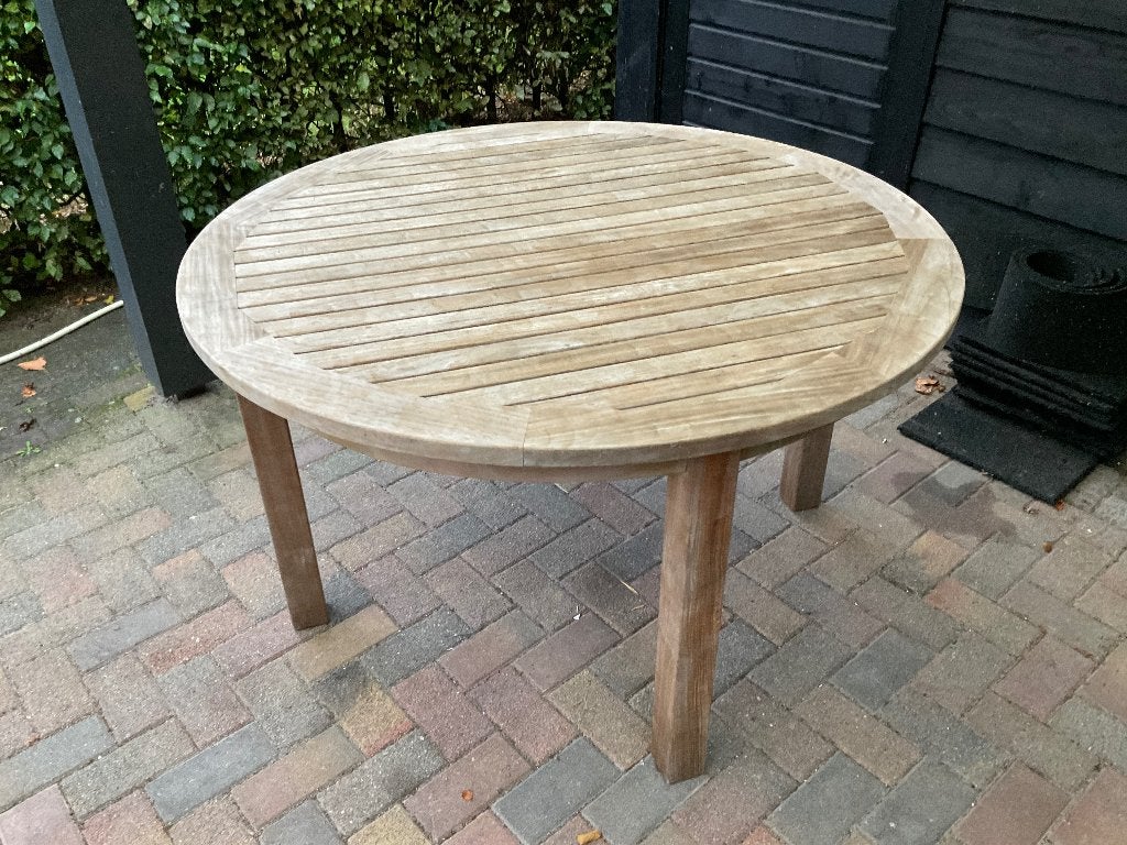 hardhouten tuintafel rond 128 cm, Ophalen, Gebruikt, Rond, Hout