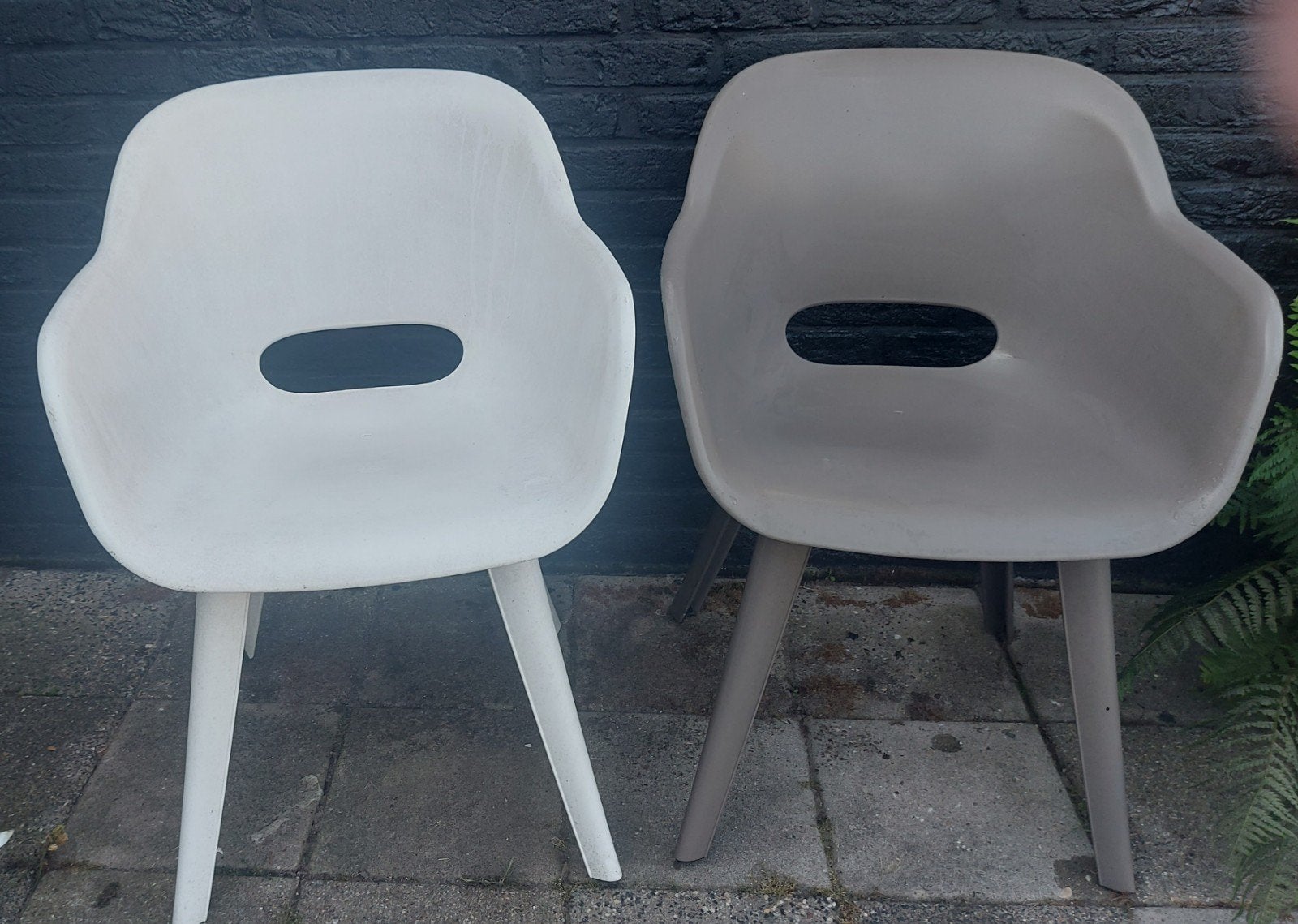 2 Allibert kunststof tuinstoeltjes - wit en grijs, Ophalen, Gebruikt, Kunststof