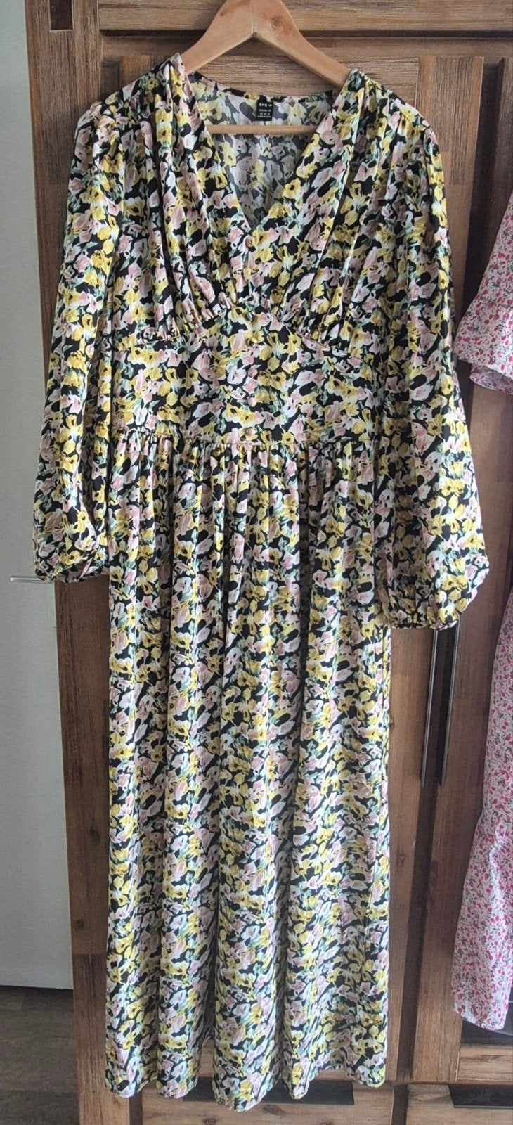 Shein Bloemenprint Maxi Jurk - Maat 44 (XL), Ophalen, Meerkleurig, Maat 46/48 (XL) of groter, Zo goed als nieuw