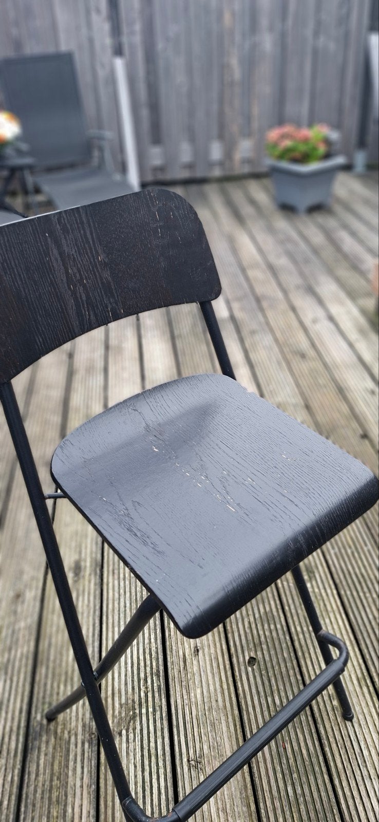 Ikea barkruk, zwart hout, gebruikt, Huis en Inrichting, Ophalen, Met voetsteun, 60 tot 90 cm, Hout