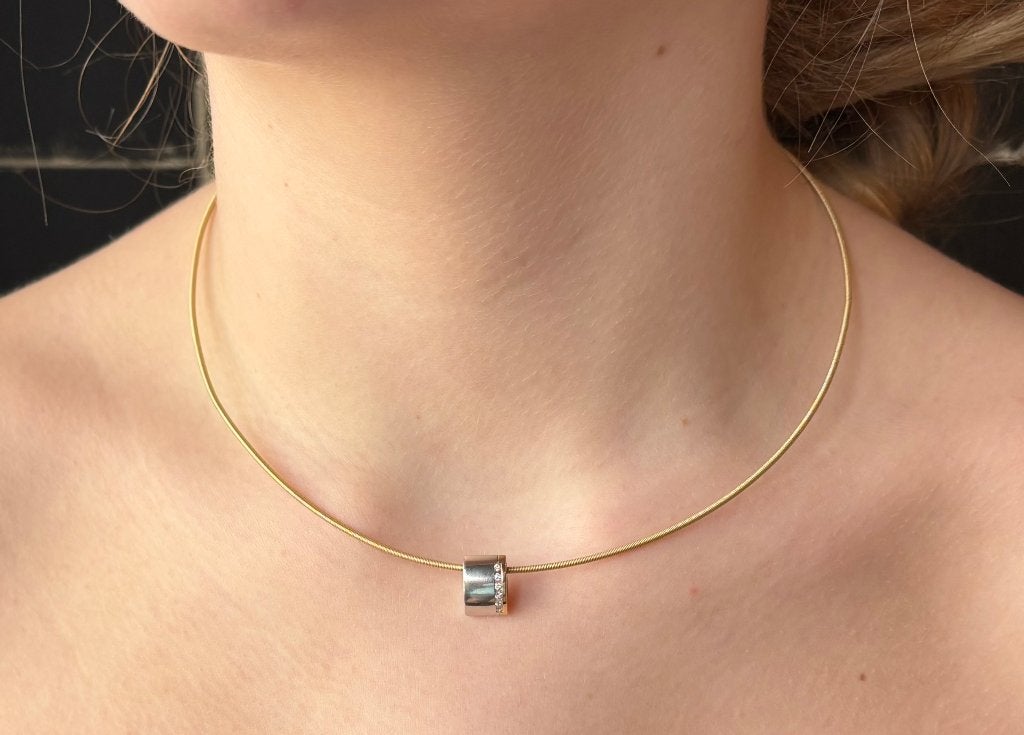 Diamanten hanger 14k gouden ketting spang dames briljant