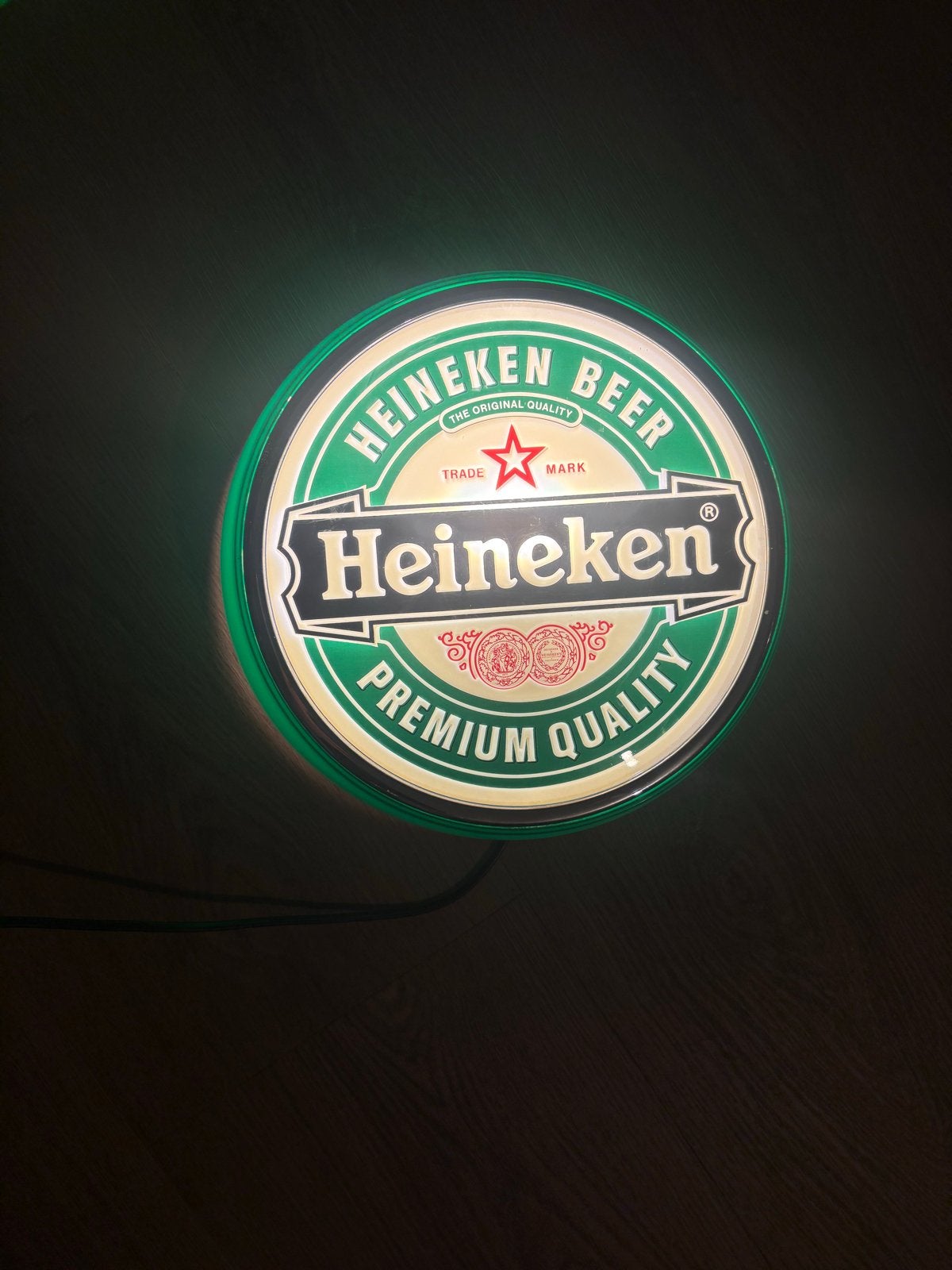 Heineken Lichtreclame Rond - 30 cm, Verzamelen, Ophalen of Verzenden, Gebruikt, Overige typen, Heineken