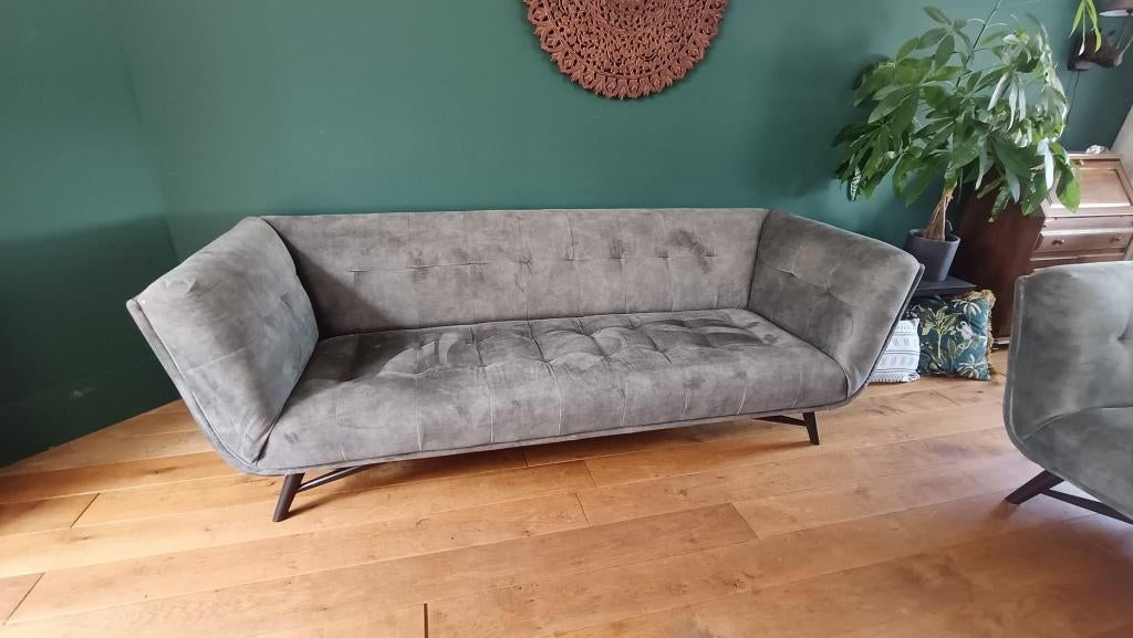 Groene bank en fauteuil/loveseat Aernout van Zitmaxx, Huis en Inrichting, Overige materialen, Driepersoons, 75 tot 100 cm, Zo goed als nieuw