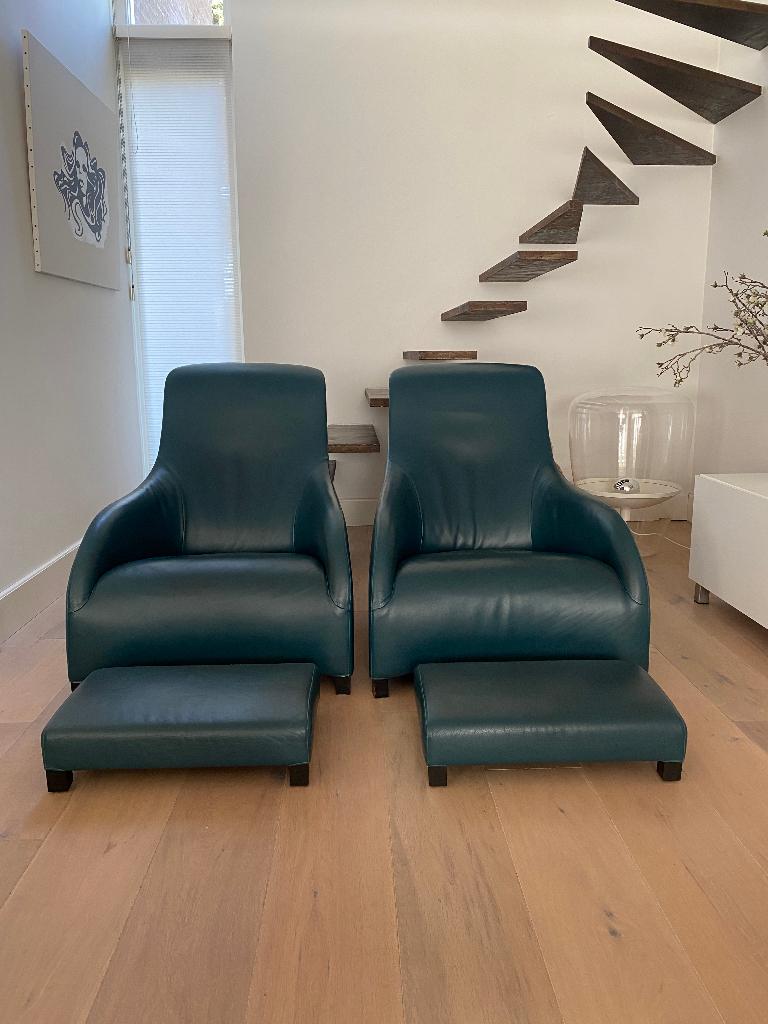 B&B Italia - Kalos Maxalto, Huis en Inrichting, Fauteuils, Gebruikt, Hout, Leer, 75 tot 100 cm, 100 tot 125 cm, Ophalen