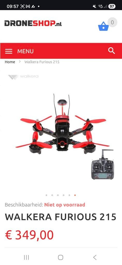 Walkera Furious 215 FPV Racedrone - Ready to Fly, Ophalen of Verzenden