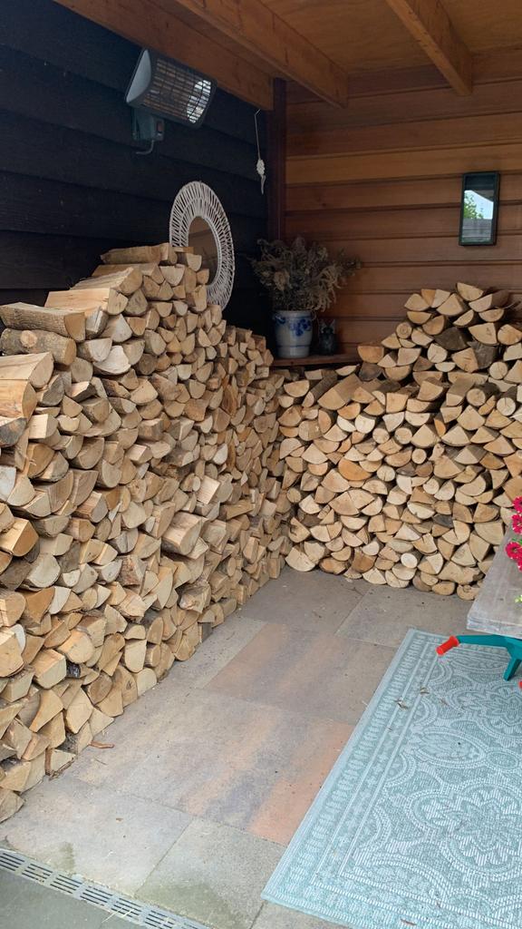 Ovengedroogd haardhout essen, kersen, eiken, beuk of berk, Tuin en Terras, Haardhout, Minder dan 3 m³, Ophalen of Verzenden