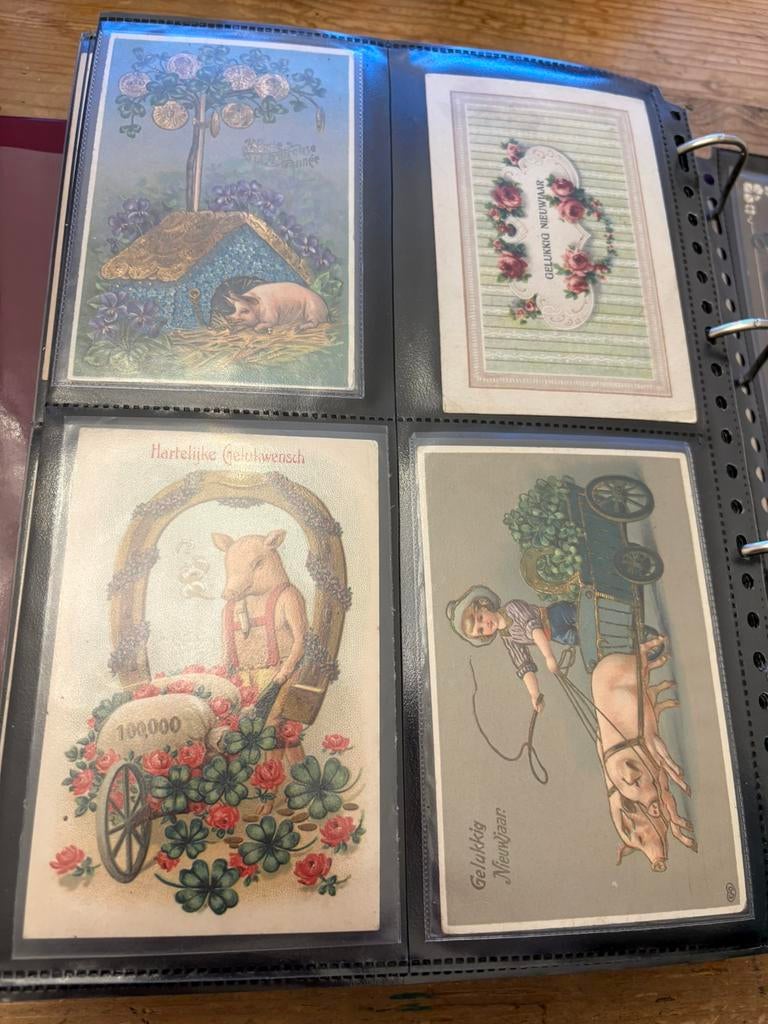 Antieke kerstkaarten kaarten fantasie kerst nieuwjaar 1890, Ophalen of Verzenden, Voor 1920, Feest(dag)
