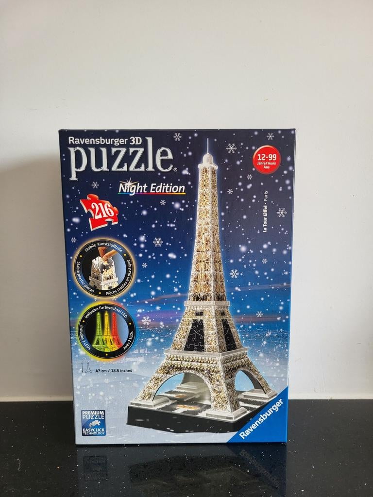 Ravensburger Eiffeltoren Night Edition Puzzel, Ophalen of Verzenden, Minder dan 500 stukjes, Zo goed als nieuw, Legpuzzel