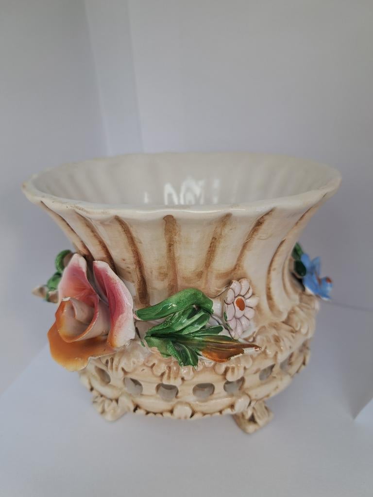 Capodimonte vintage bloempot, Ophalen of Verzenden