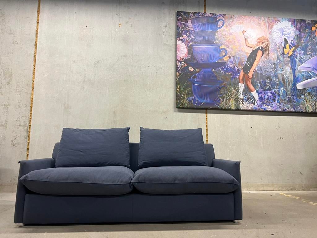 Nieuw Molinari Coccolino 3 zits bank blauw stof Design Dons, Ophalen of Verzenden, Nieuw, Stof