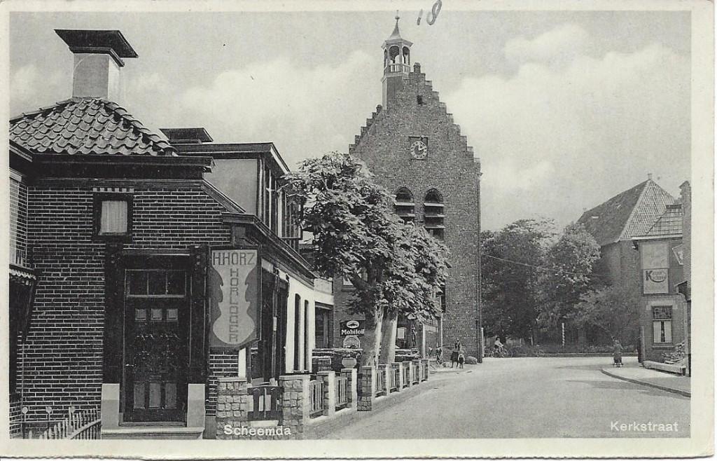 Scheemda (Gr.) Kerkstraat, Citroën Garage, gelopen 1950, Verzenden, 1940 tot 1960, Gelopen, Groningen