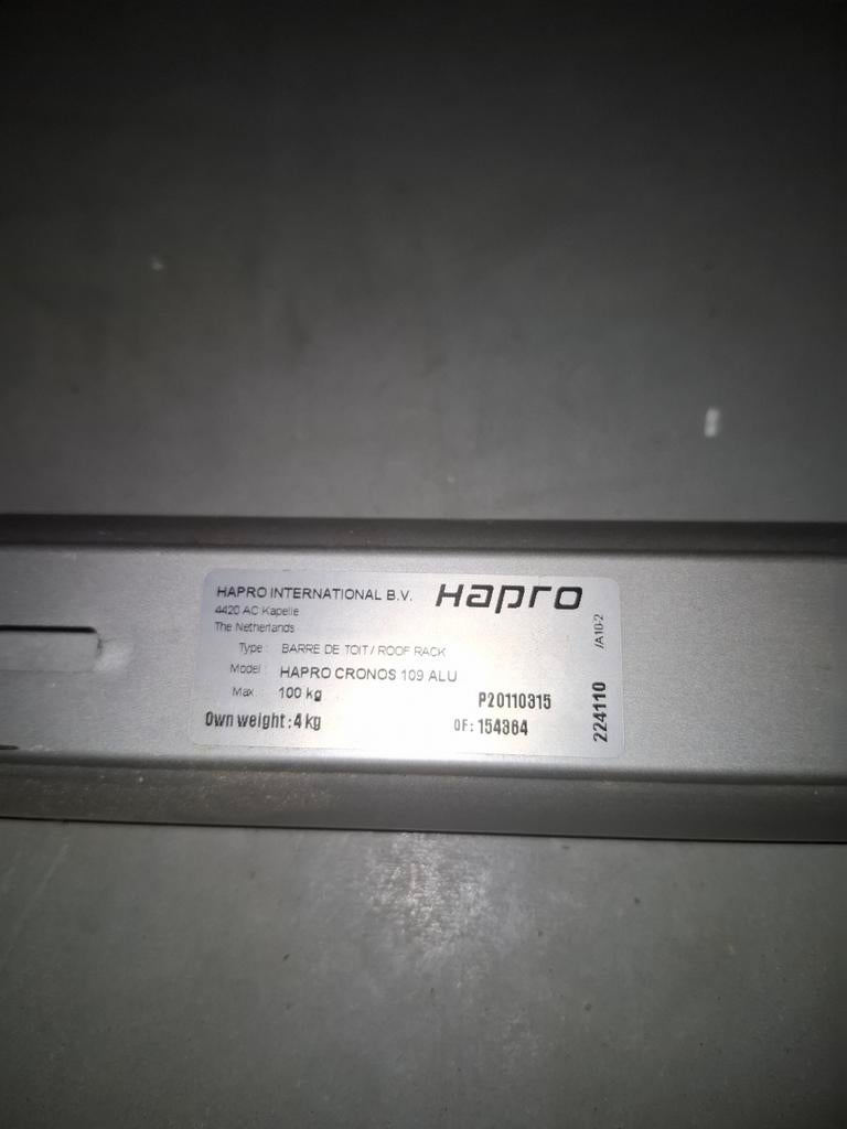 Hapro Cronos 109 Alu Dakdragers, Ophalen, Gebruikt