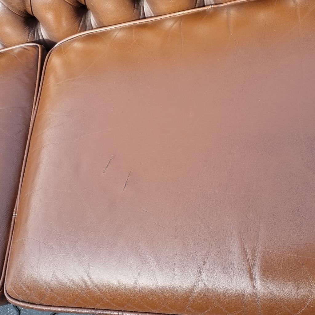 Engelse Chesterfield Springvale bank bruin leer + BEZORGING, Huis en Inrichting, Banken | Bankstellen, Gebruikt, ., Ophalen of Verzenden