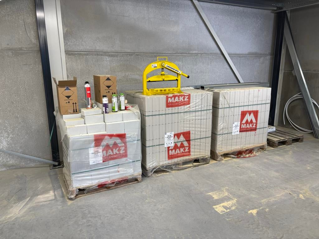 Kalkzandsteen Vellingblokken + Waal Kimblokken, Doe-het-zelf en Verbouw, Metselstenen, Nieuw, Kalkzandstenen, Ophalen