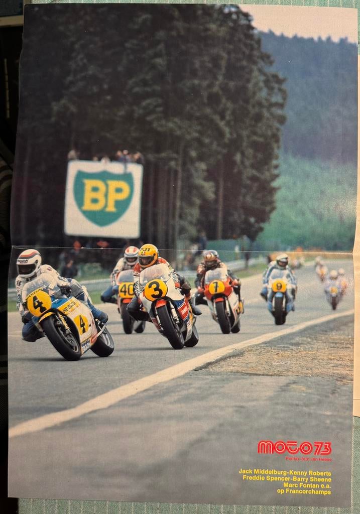 Poster 1982 Jack Middelburg op Francorchamps Barry Sheen, Verzamelen, Verzenden, Zo goed als nieuw, Auto's