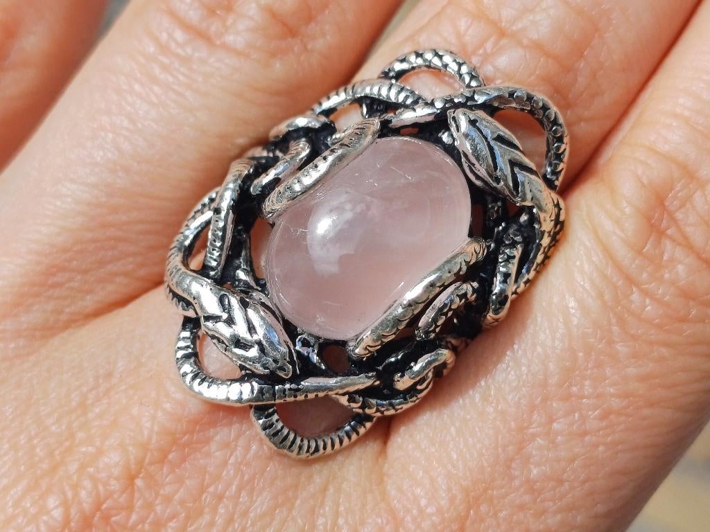 Vanoli 925 zilveren slangen ring rozenkwarts maat 18,5, Sieraden, Tassen en Uiterlijk, Ringen, Daiva1973@hotmail.com, 18 tot 19