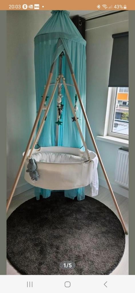 Leander Wieg met Hemel en Matras, Kinderen en Baby's, Babywiegjes en Ledikanten, Ophalen, Zo goed als nieuw, Wieg