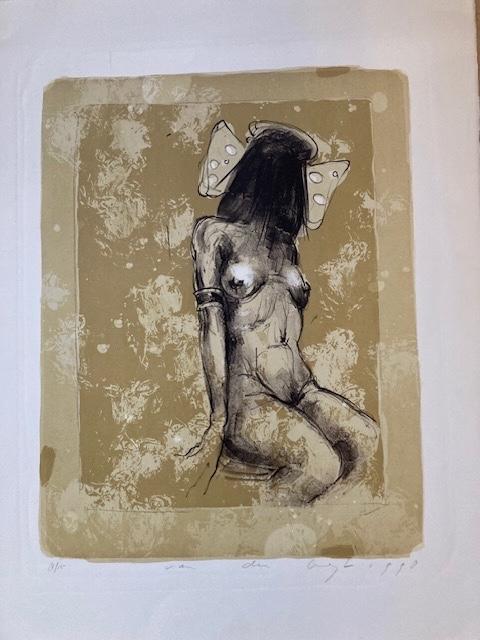 Vegt, Hennie van der litho vrouw 1998 40x52, Ophalen of Verzenden