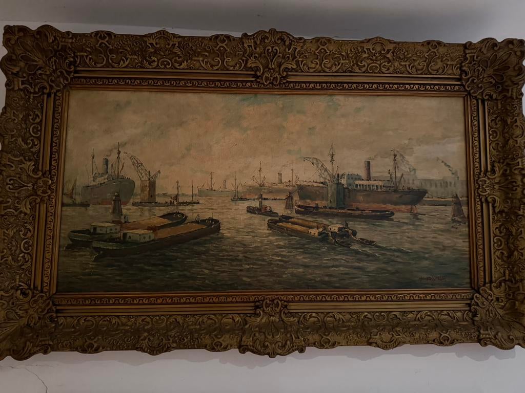 Schilderij “Havenzicht” van kunstschilder J.C. Van Wassenaar, Antiek en Kunst, Kunst | Schilderijen | Klassiek, Ophalen