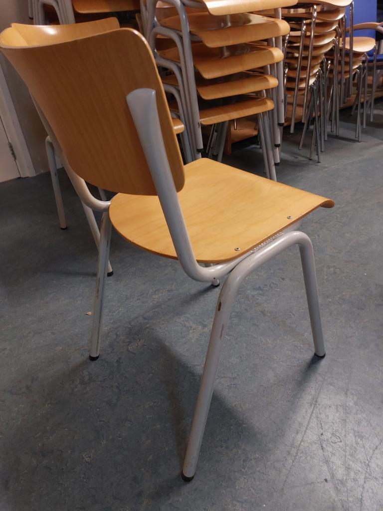 SETPRIJS : verrijdbare VEPA kantine tafel + 4 x houten stoel, Ophalen, Gebruikt, 50 tot 100 cm, 100 tot 150 cm