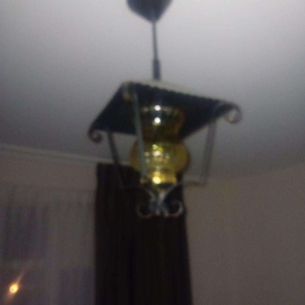 Vintage Hanglamp met Geel Glas, Gebruikt, Vintage, Ophalen of Verzenden, Glas