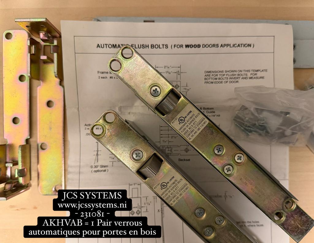 JCS Systems, model AKHVAB - 231081 automatic flush bolts, Doe-het-zelf en Verbouw, Hang- en Sluitwerk, Nieuw, Schuif of Grendel