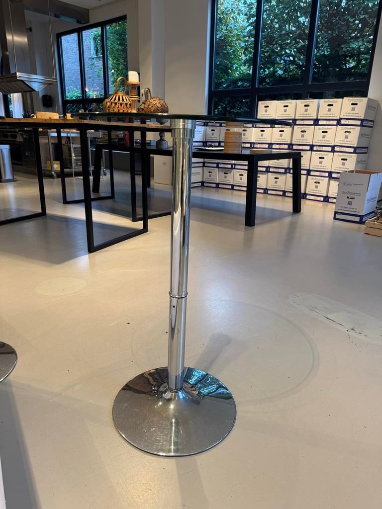 Glazen statafel - 60cm blad, 98cm hoog, Ophalen, Gebruikt