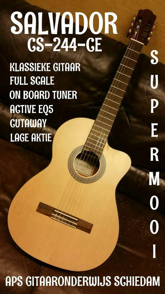 NIEUWE SALVADOR CS-244-CE KLASSIEKE GITAAR FULL SCALE + EQ, Muziek en Instrumenten, Snaarinstrumenten | Gitaren | Akoestisch, Ophalen of Verzenden