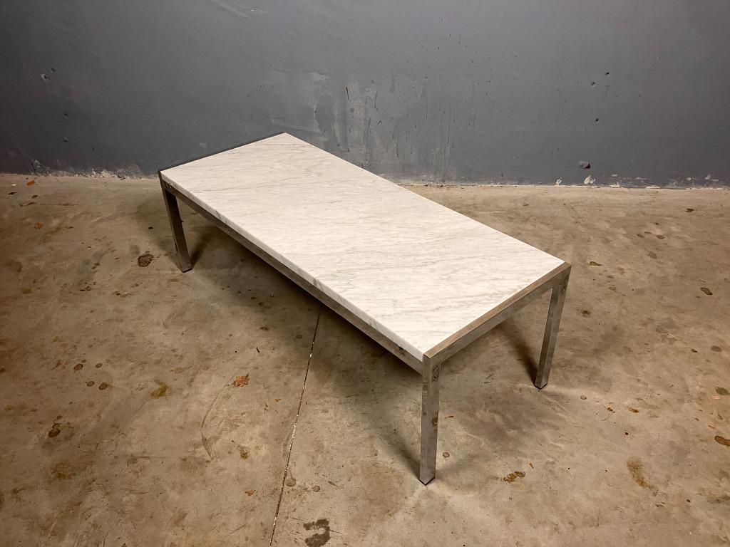 SuperSale: Marmer Salontafel Chroom  Kjearholm Hansen stijl, Gebruikt, 50 tot 100 cm, Rond, 50 tot 100 cm