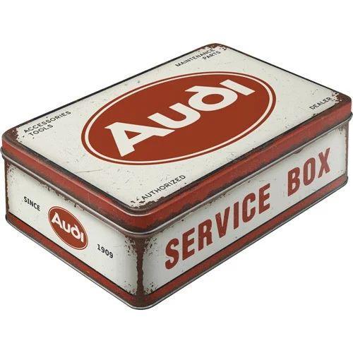 Audi logo service box voorraadblik reclame koektrommel blik, Ophalen of Verzenden, Nieuw, Auto's
