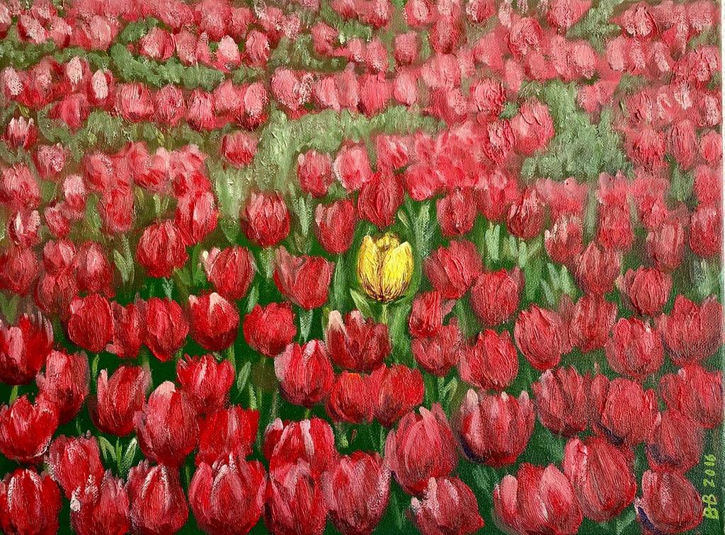 Tulpen Olieverf Schilderij 40x50, Ophalen