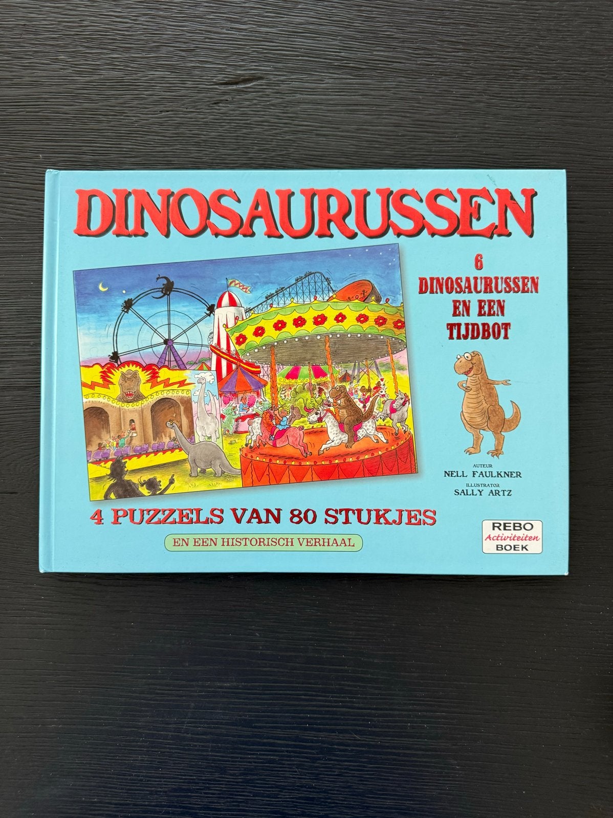 Dinosaurussen en een Tijdboot: 4 puzzels en verhaal, Ophalen of Verzenden, Meer dan 50 stukjes, Gebruikt, 6 jaar of ouder