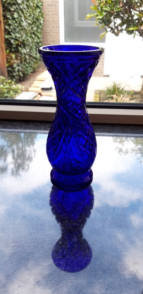Vaas kobalt, Ophalen, Zo goed als nieuw, Blauw, Glas