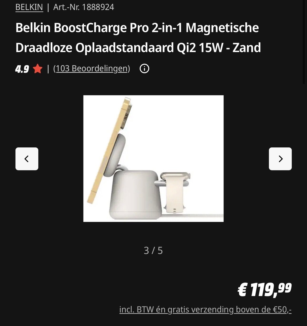 Belkin BoostCharge Pro 2-in-1 Magnetische Oplaadstandaard, Draadloze oplader, Nieuw, Ophalen of Verzenden, Apple