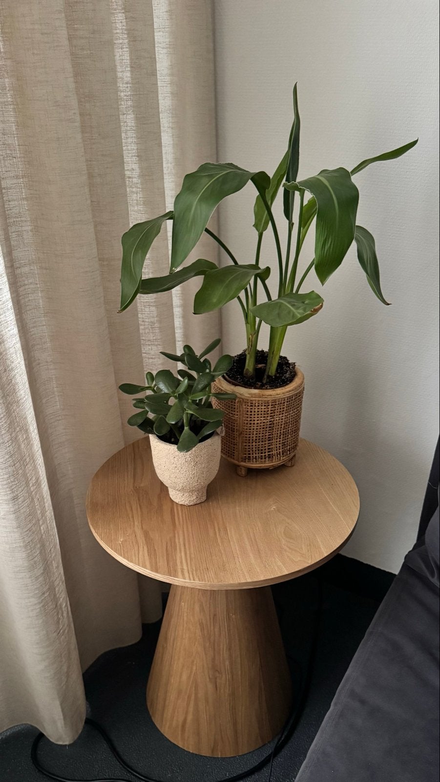 Eikenhouten Bijzettafel Set Xenos - 2 Maten, Minder dan 55 cm, Rond, Zo goed als nieuw, Hout