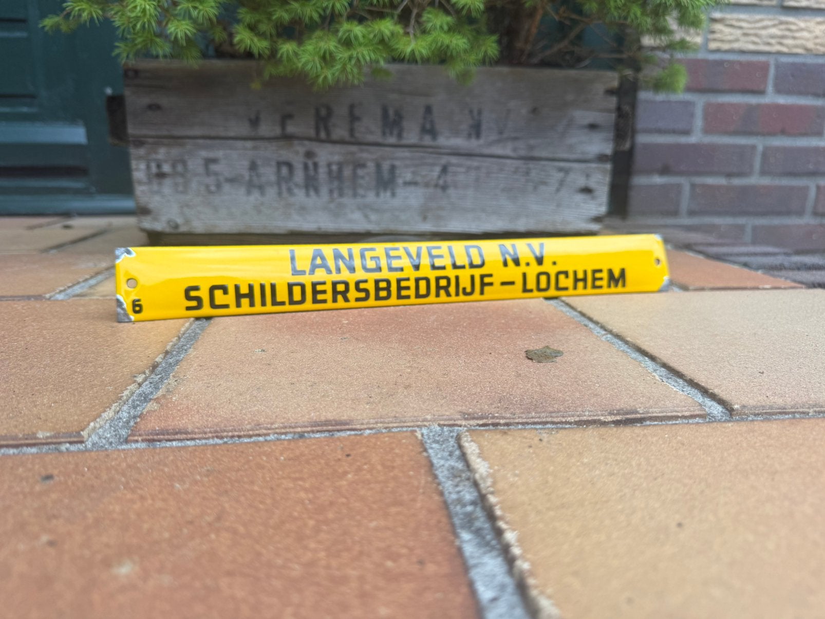 Oud emaille reclame bordje schilder langeveld lochem, Ophalen of Verzenden, Zo goed als nieuw, Reclamebord