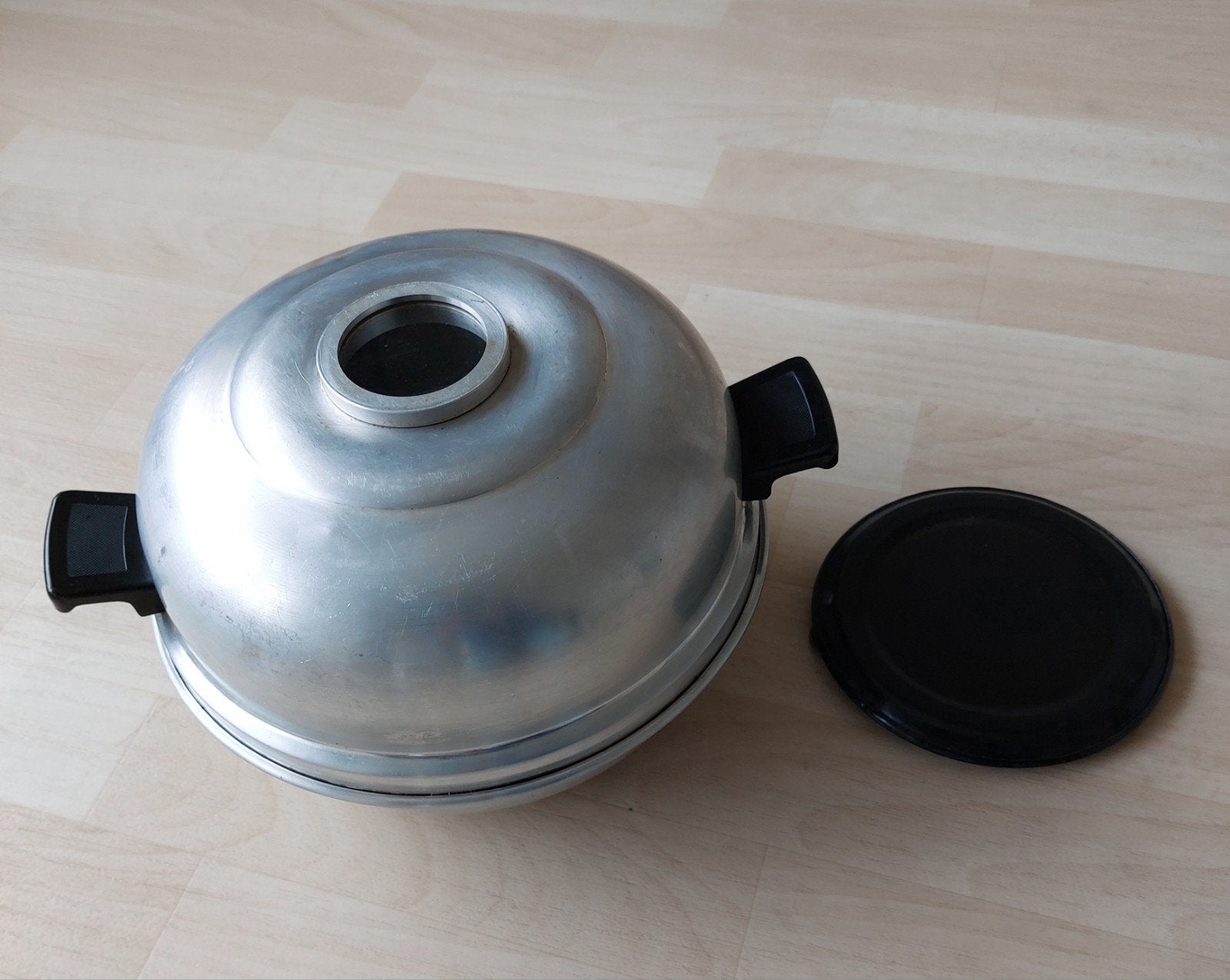 Vintage aluminium wonderpan + vlamverdeler izgs., Ophalen of Verzenden, Gebruikt, Aluminium, Overige typen