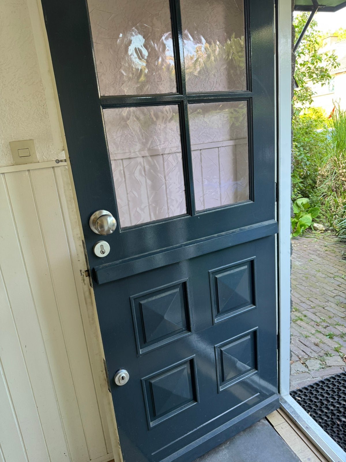 Hardhouten voordeur, Ophalen of Verzenden, Zo goed als nieuw, Buitendeur, 200 tot 215 cm