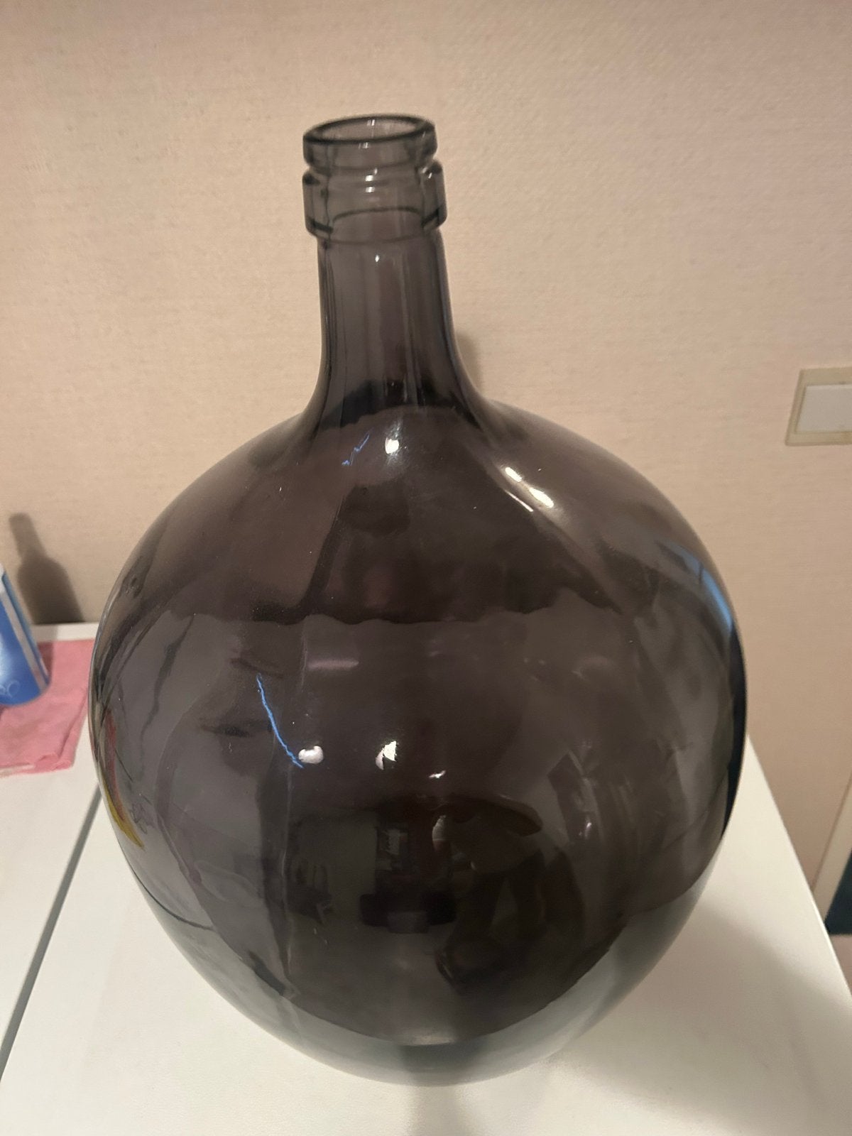 Grote glazen vaas / fles - donkergrijs, Ophalen