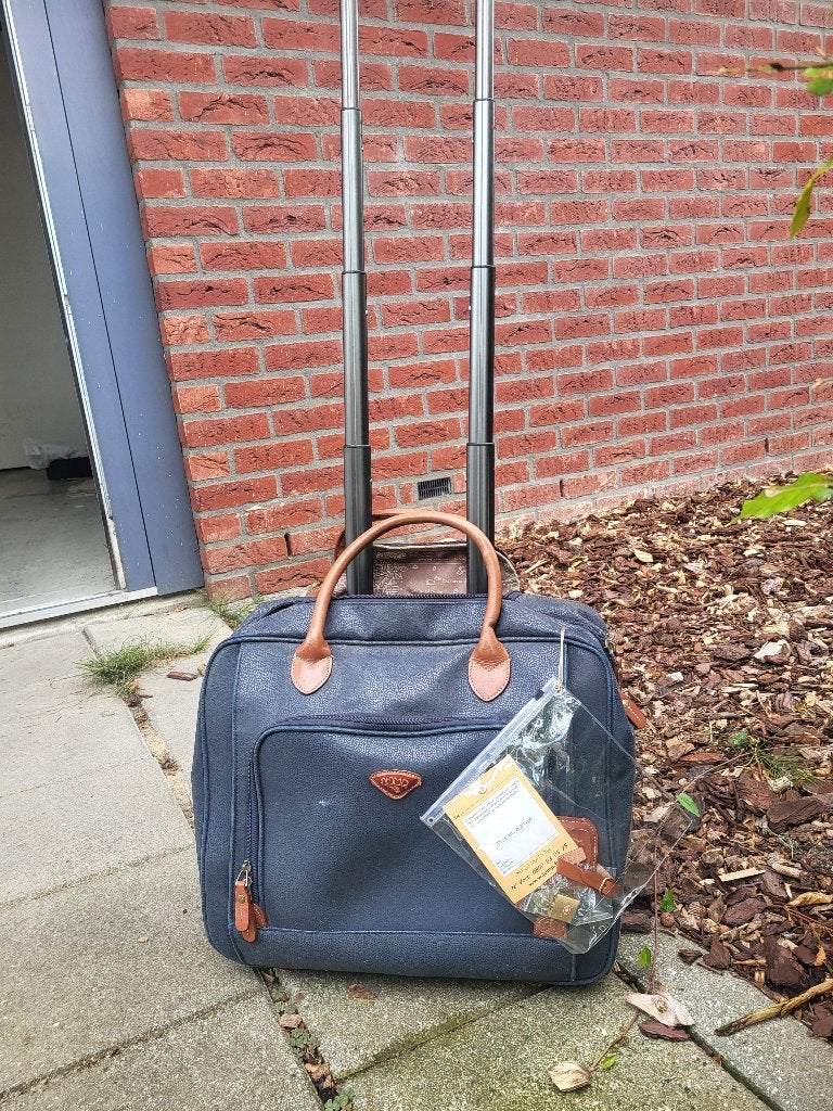 laptopkoffer merk Jump blauw leer op wielen, Ophalen, 40 tot 60 cm, Gebruikt, Blauw