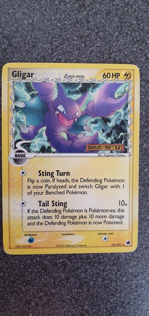Gligar 16/101 ex dragon frontiers holo pokemon kaart, Ophalen of Verzenden, Zo goed als nieuw