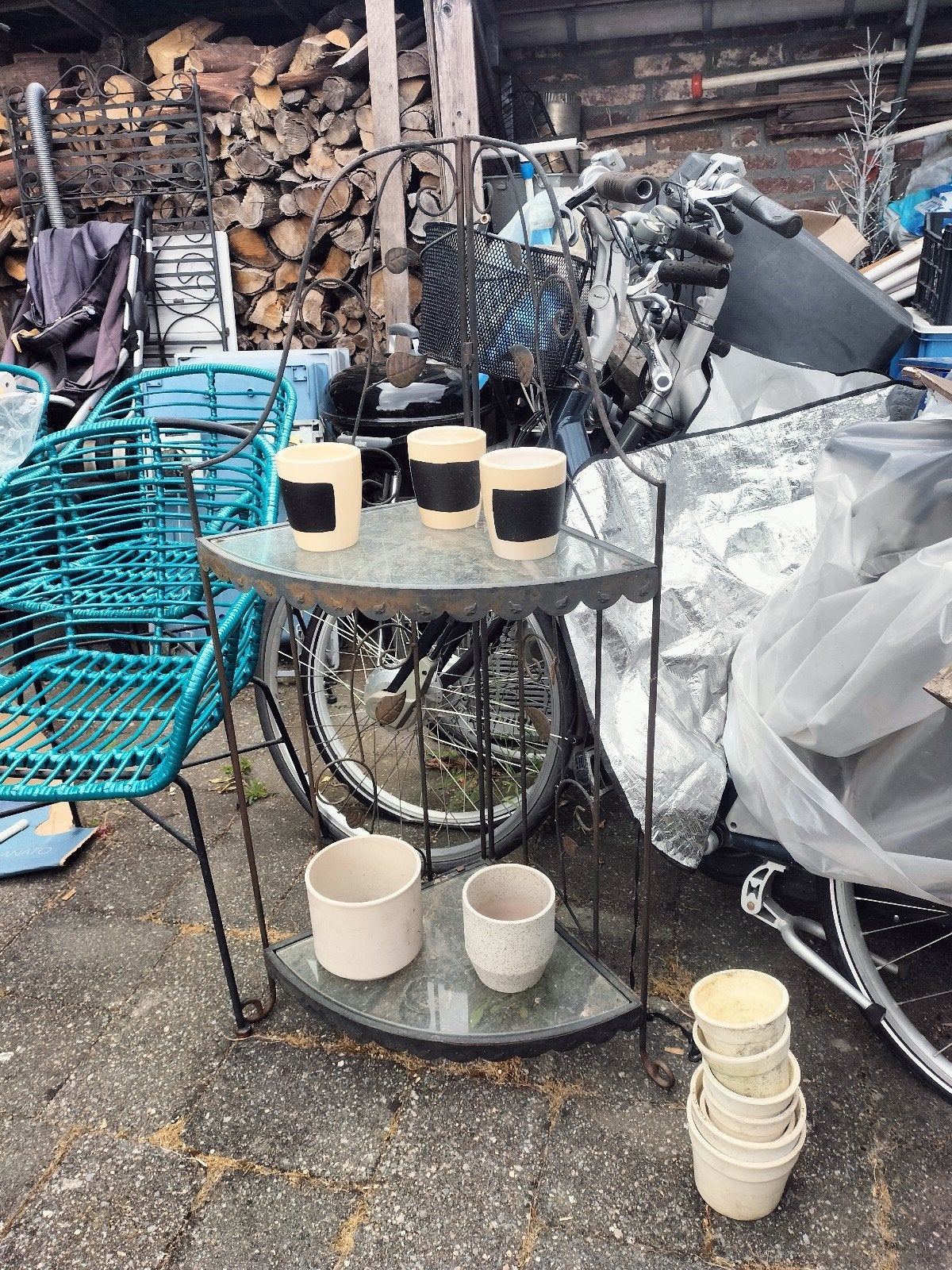 tuin smeedijzer brocante  plantenrek smeedijzer gratis potj, Ophalen, Gebruikt