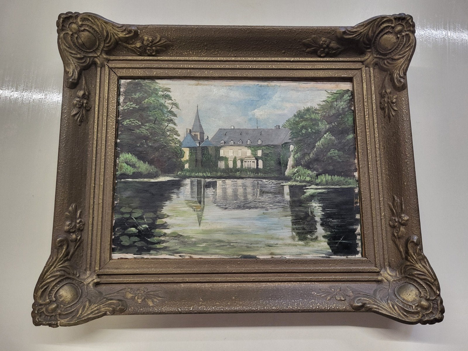 Mooi schilderij in gips lijst, Antiek en Kunst, Ophalen of Verzenden