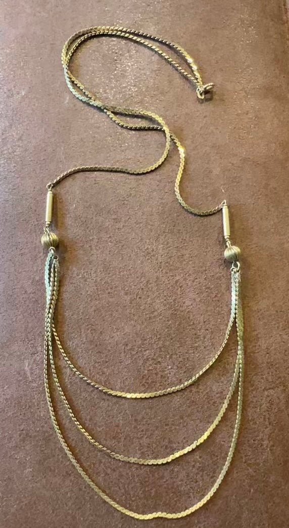 Vintage FBM Multi-Strand Ketting – Rolled Gold, 82 cm, Ophalen of Verzenden, Zo goed als nieuw, Goud, Overige materialen