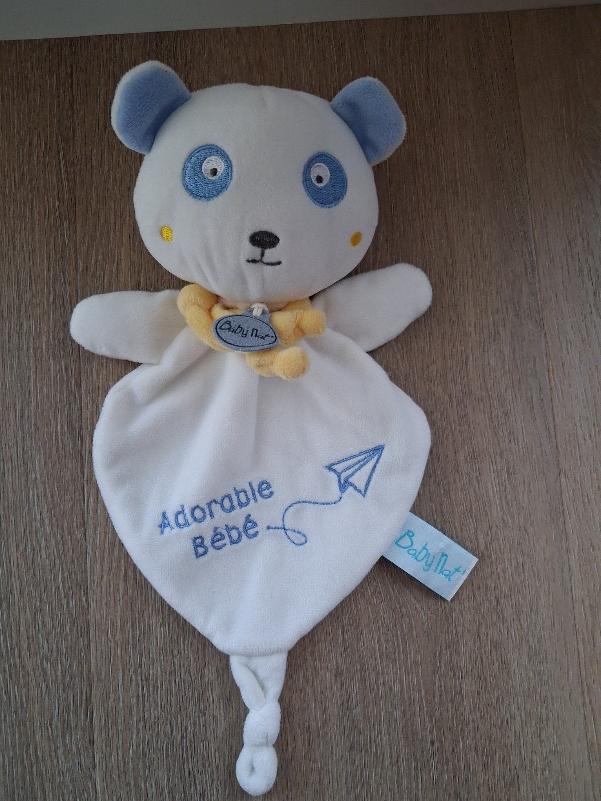 Knuffeldoekje panda Baby Nat wit blauw schattig L739, Ophalen of Verzenden, Zo goed als nieuw, Beer