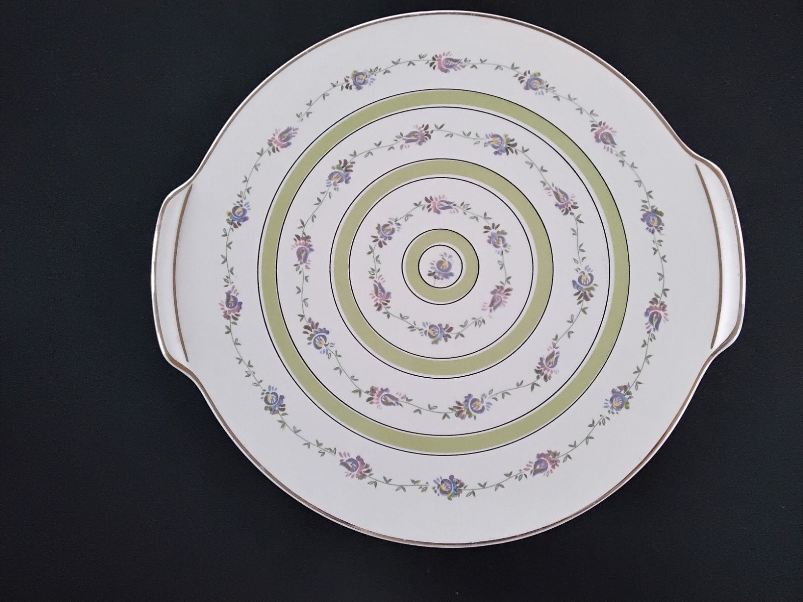 Vintage gebaksschaal met bloemendecoratie, Ophalen of Verzenden