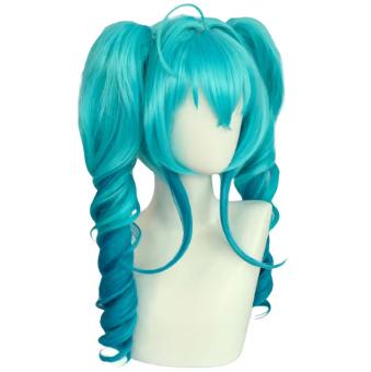 Blauwe gradient anime cosplay pruik dubbele paardenstaart, Ophalen of Verzenden, Nieuw, Overige typen